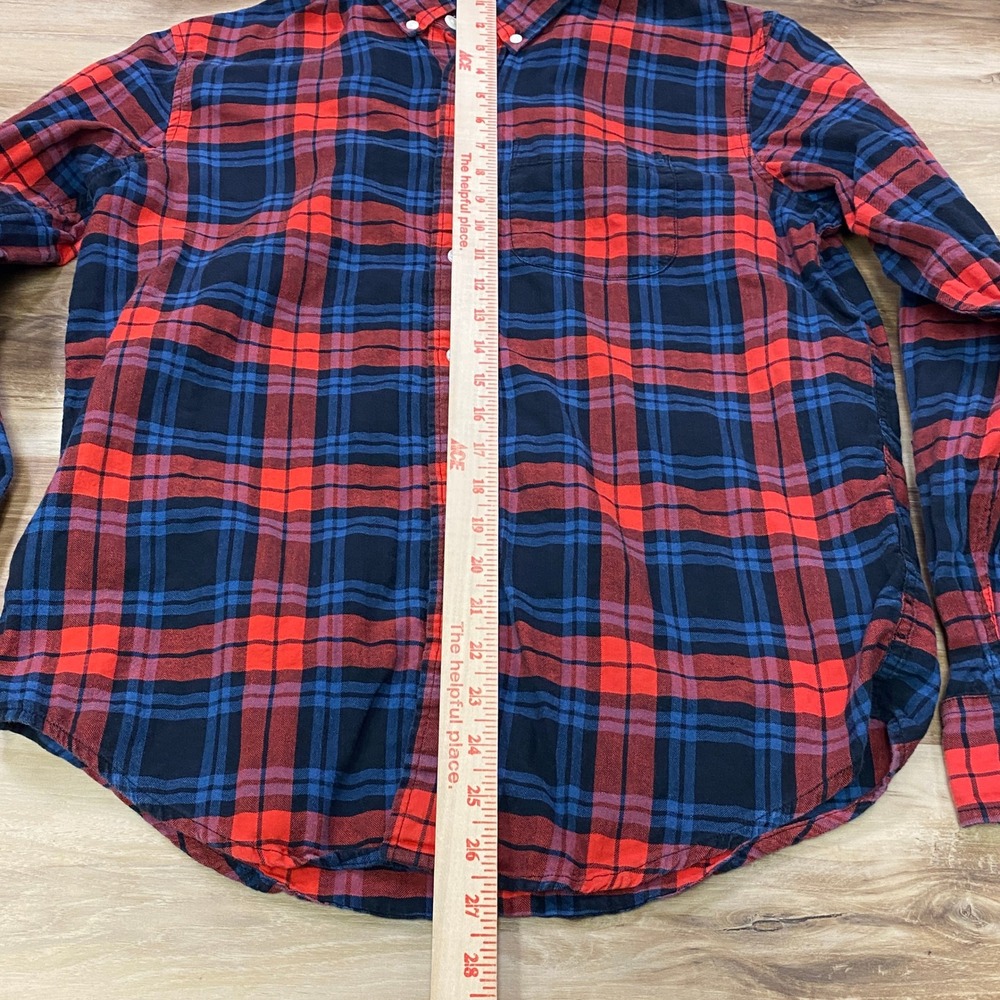 Abercrombie & Fitch Flannel Shirt Small Plaid Cotton Relaxed Fit Red Blue - Picture 4 of 7